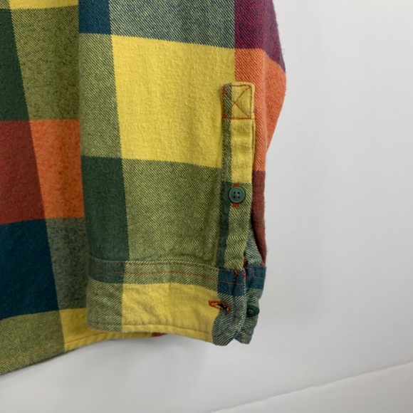 100% cotton, multi color plaid flannel button down shirt boho cabincore - Picture 6 of 11